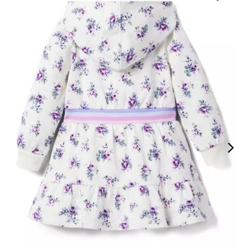 Janie and Jack Floral Hooded Dress Toddler Girls Size 4 White NEW Floral Ruffle - Picture 4 of 6